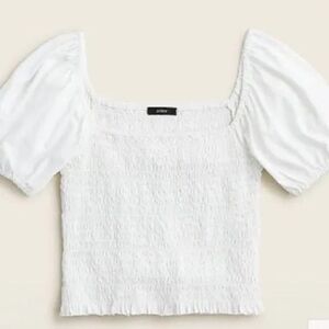 NEW J. Crew White Smocked Crop Top